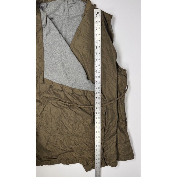 Chalet et Ceci Wrap Vest Womens Medium Olive Green Asymmetrical Crinkle Lined - Picture 8 of 11